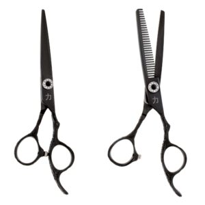 Bello Black Titanium Rose Garden Engraved 2 Pc Shear Set