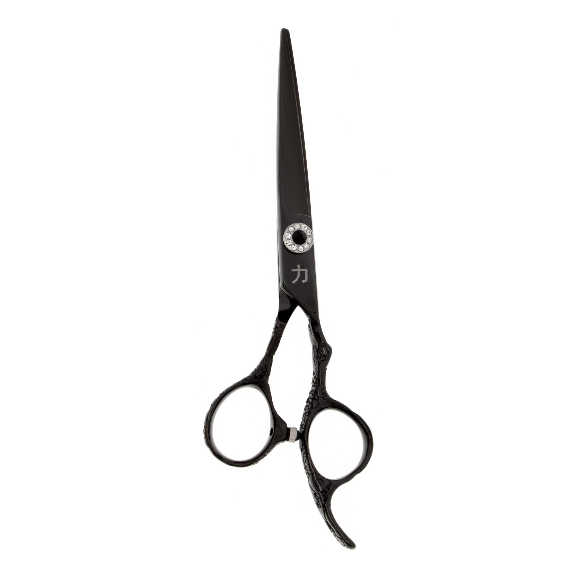 Bello Black Titanium Rose Garden Engraved Hair Cutting Scissor