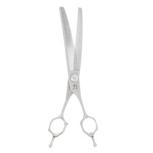 Big Dog Flipper 7" Brushed Metal Hitachi 57 Tooth Curved Blender Thinner Pet Grooming Shear