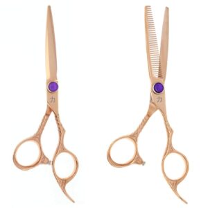 Bello Rose Gold Titanium Feather Engraved 2 Pc Shear Set