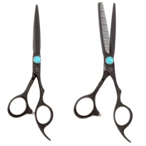 Bello Black Titanium Feather Engraved 2 Pc Shear Set