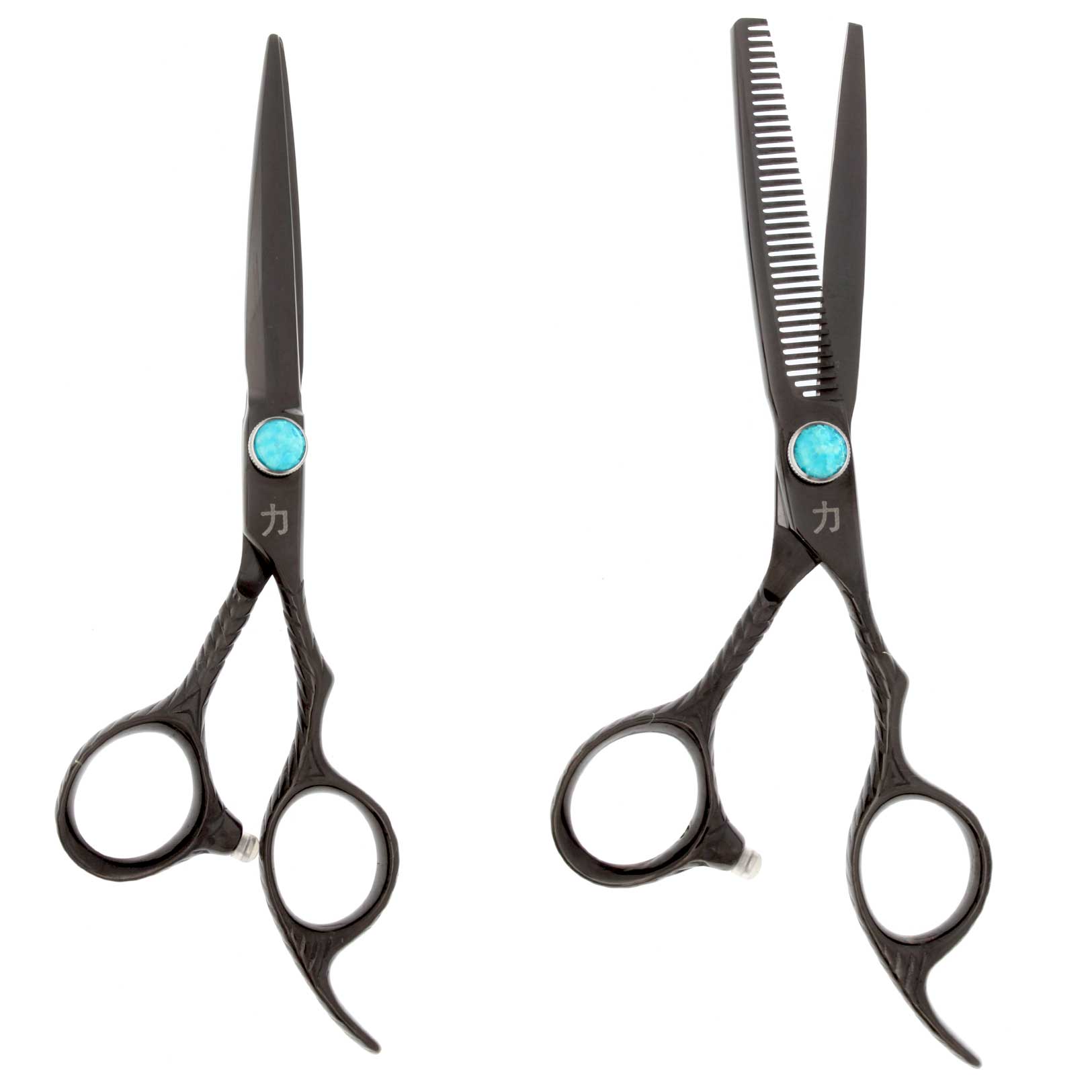 Bello Black Titanium Feather Engraved 2 Pc Shear Set