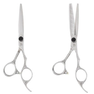 Bello Silver Stainless Feather Engraved 2 Pc Shear Set